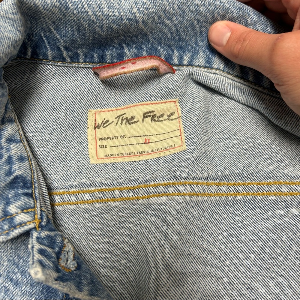 We The Free Indira Distressed Frayed Denim Jacket Size XS - Picture 6 of 16